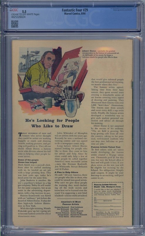 FANTASTIC FOUR #29 CGC 5.5 WATCHER RED GHOST JACK KIRBY