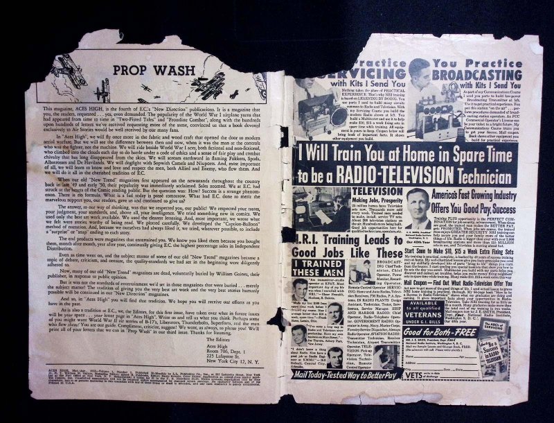 ACES HIGH #1 EC  Not Approved by Comics Code 1955  Evans Krigstein Wood Davis