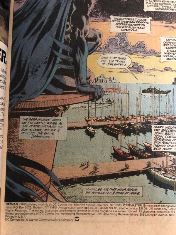 BATMAN YEAR 3 (1989) #436 VF/NM Signed & Sketch Pat Broderick ~ Dc Comics | Marv