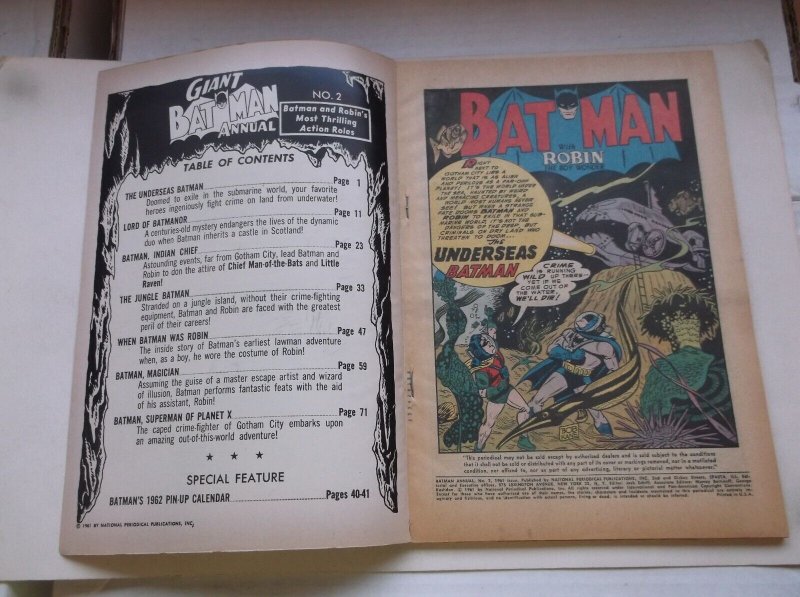 DC: GIANT BATMAN ANNUAL #2, 80 PAGES TALES OF BATMAN AND ROBIN, RARE, 1961, FN!!