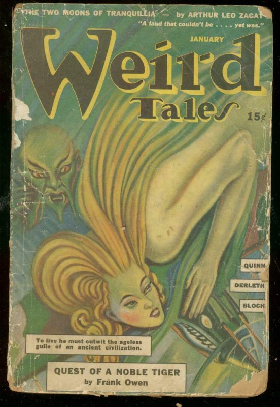 WEIRD TALES JAN 1943-NOBLE TIGER-SEABURY QUINN DERLETH FR