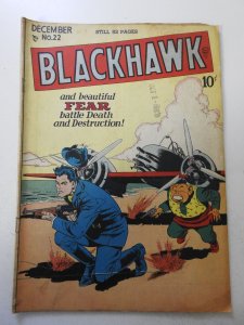Blackhawk #22 (1948) VG- Condition stamp fc, moisture stain