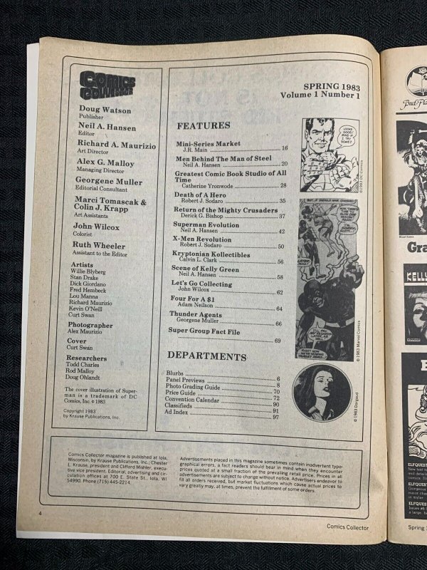 1983 Spring COMICS COLLECTOR Magazine #1 FN 6.0 Superman Past Present Future