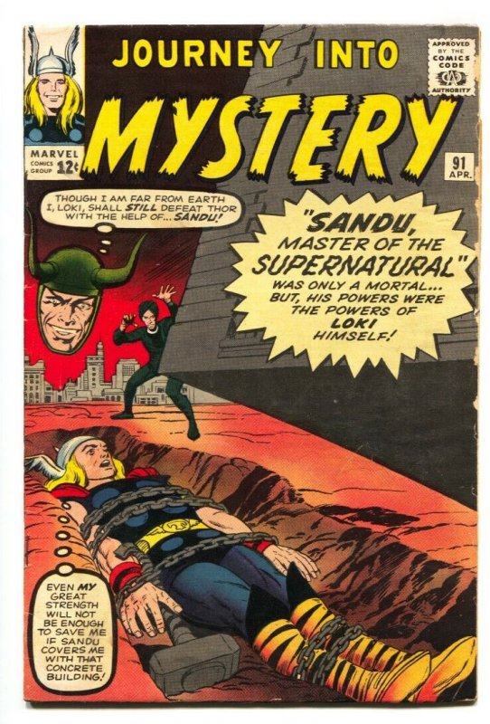 JOURNEY INTO MYSTERY-#91 1962-THOR-JACK KIRBY-MARVEL LOKI vg