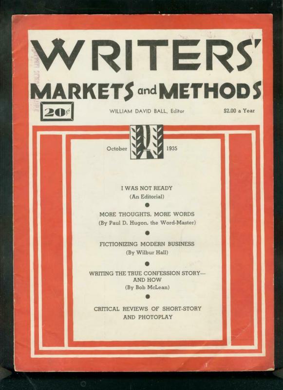 WRITERS' MARKETS & METHODS-OCT 1935-PULP PUBLISHER INFO VG/FN