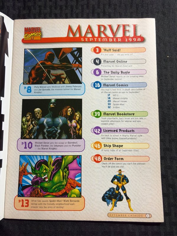 1998 Sept MARVEL COMICS CATALOG Magazine FN+ 6.5 Marvel Knights Daredevil Poster