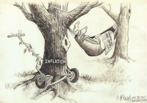 Inflation Controls Hammock Sleeping Newspaper art by Jack Higgins