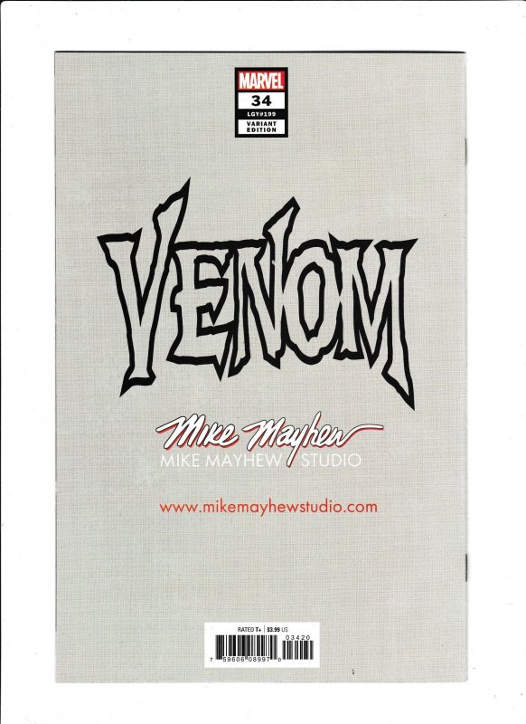 VENOM #34 (2021) MIKE MAYHEW SIGNED W/COA | TRADELESS VIRGIN | LTD 1000 | KNULL