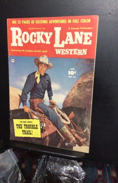 Rocky Lane Western #21 stunning photo cover! Mid high grade! FN+ Wow!