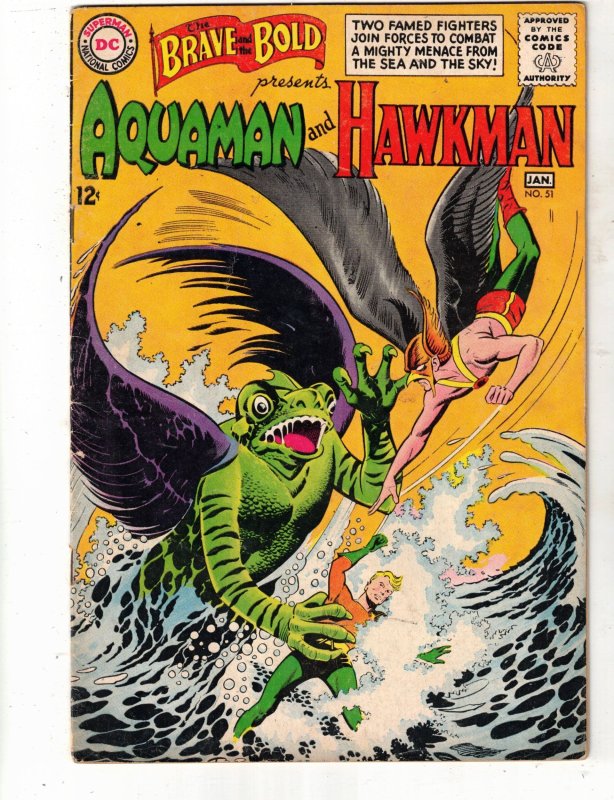The Brave and the Bold #51 1964 PRICE DROP! FN/VF Pre-Dates Hawk 1 Aqua BEANTOWN