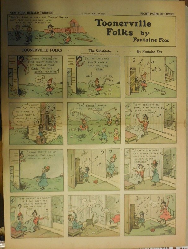 Toonerville Folks by Fontaine Fox from 5/29/1927 Full Size Color Page !