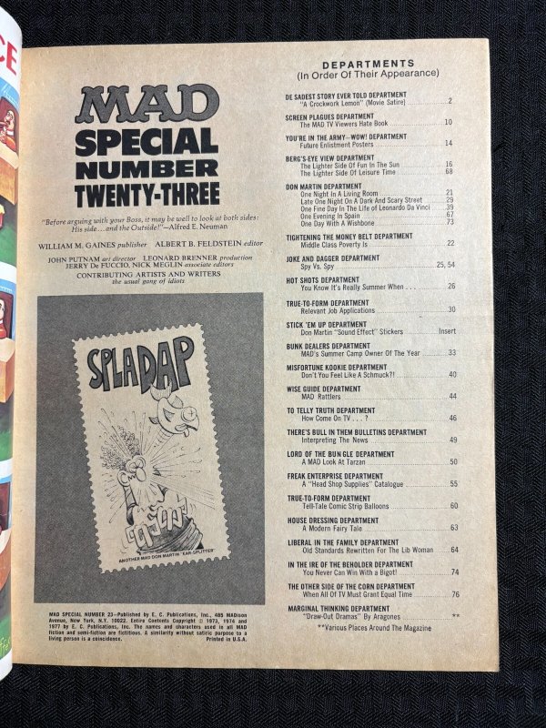 1977 MAD SPECIAL Magazine #23 G/VG 3.0 NO STICKERS