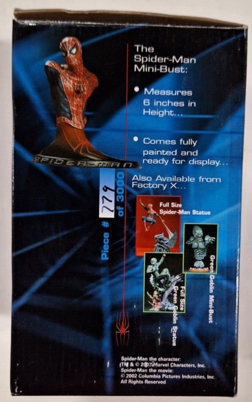 SPIDERMAN Mini Bust by Factory 779/3000 (2002) Gentle Giant Studios