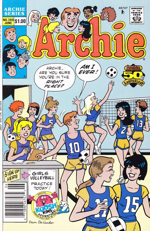 Archie #388 (Newsstand) VF ; Archie | June 1991 Koosh Kins
