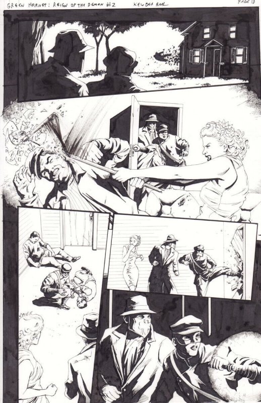 Green Hornet: Reign of the Demon #2 p.18 - Babe Fights - 2016 art by Kewber Baal