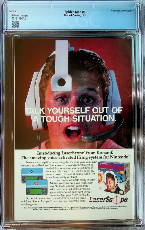 Spider-Man #6 Direct Edition (1991) - CGC 9.8- Cert#4518179012