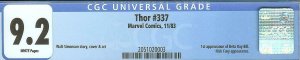Thor 337 CGC 9.2   1st Beta Ray Bill   Newstand   White Pages