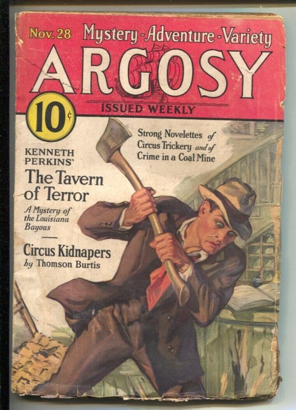 Argosy 11/28/1931-Munsey-coal  mine crime-Circus Kidnapers-pulp stories-VG-