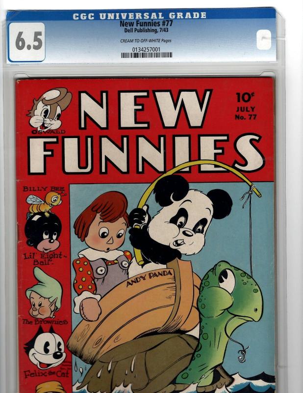 New Funnies # 77 CGC 6.5 (Case Damage) Dell Golden Age Comic Book 1943 JL9