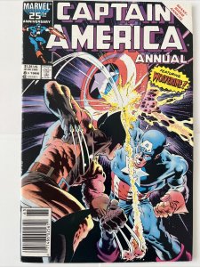 Captain America Annual #8 VF+ NEWSSTAND SOLID Iconic Wolverine Cover Marvel 1986