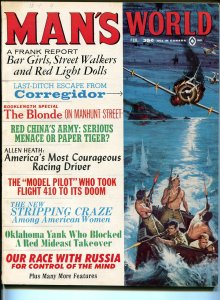 Man's World 2/1965-Atlas-Britta Jansen cheesecake pix-strip tease craze-pulp-FN