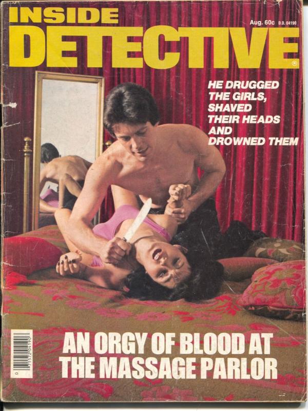 Inside Detective 8/1976-drugged women-violent crime-murder scene-VG