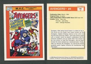 1990 Marvel Comics Card  #136 (Avengers #4 Cover) / NM-MT