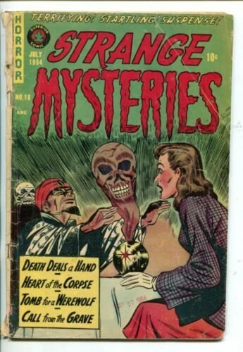 STRANGE MYSTERIES #18-1954-SEANCE COVER-PRE-CODE HORROR-SKULL-good minus 