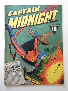 Captain Midnight #7 (1943) GD Condition! 1 in spine split, centerfold detached