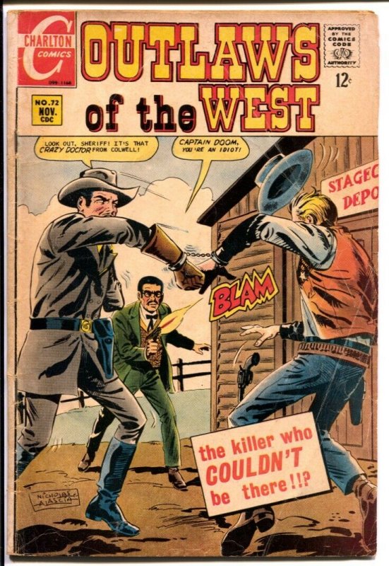 Outlaws Of The West #72 1968-Charlton-Capt Doom-Kid Montana-G/VG