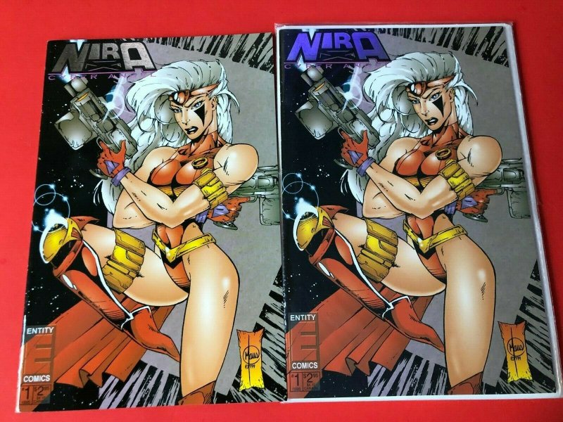 NIRA CYBER ANGEL V1 #1x2 1995 ENTITY COMICS  SILVER FOIL / NM