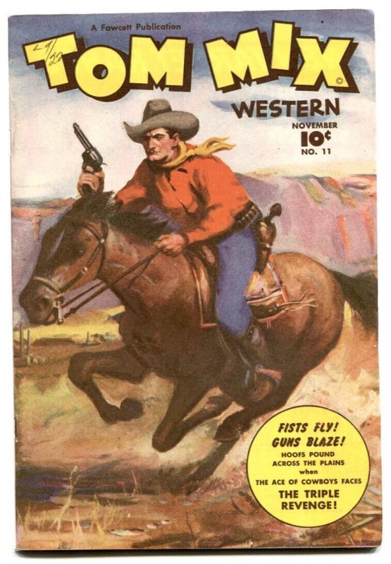 Tom Mix Western #11 1948- Fawcett Painted cover- high grade VF