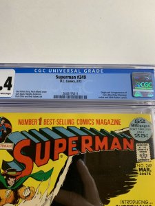 Superman 249 Cgc 9.4 Ow/w Pages Dc Comics Bronze Age