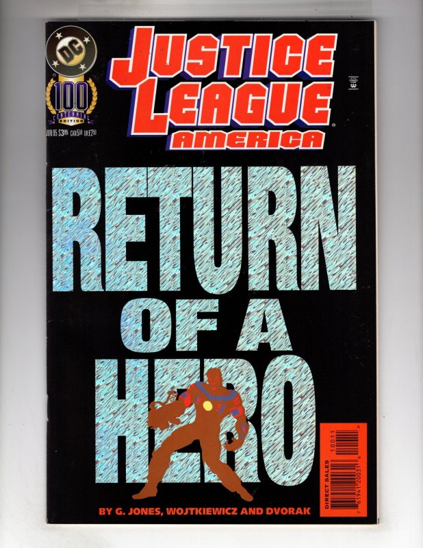 Justice League America #100 Holofoil Cover (1995) VF+   / EBI#3