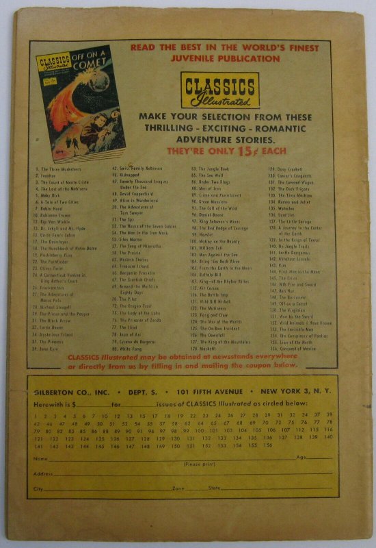 Classics Illustrated #61, Ed. 2, HRN 156 (Gilberton), G-VG condition (3.0)