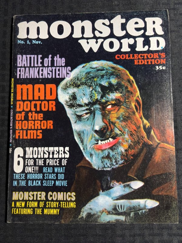 1964 MONSTER WORLD Magazine #1 FN- 5.5 Frankenstein / Wally Wood / Wolfman