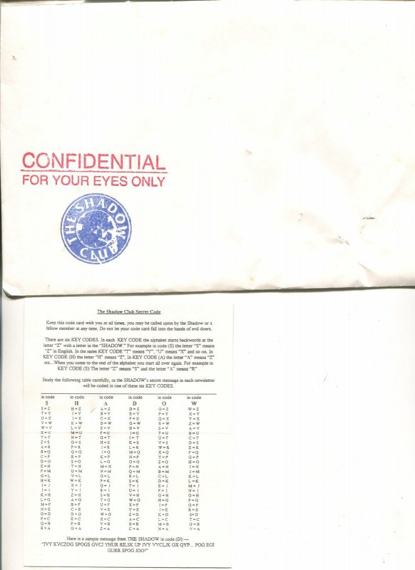 Shadow Club Kit-Pulp Memorabilia-Rare 1995-ring-ID card-newsletter-NM-