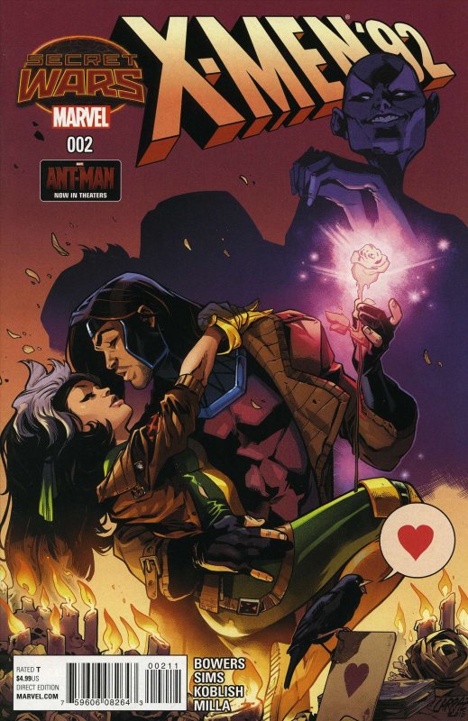 X-Men '92 #2 VF ; Marvel | Secret Wars Kiss Cover Rogue Gambit