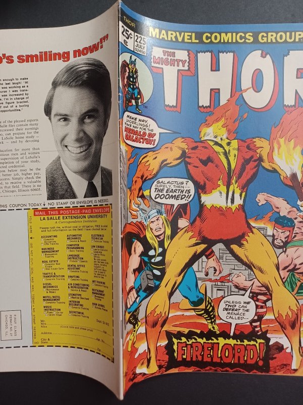 The Mighty Thor #225 - 1st App Firelord MVS Intact - KEY - 1974 - (-VF)