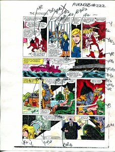 Avengers #222 1982 Hand Painted  Colorguide Page 14-Tiger Shark-Egg Head-VG