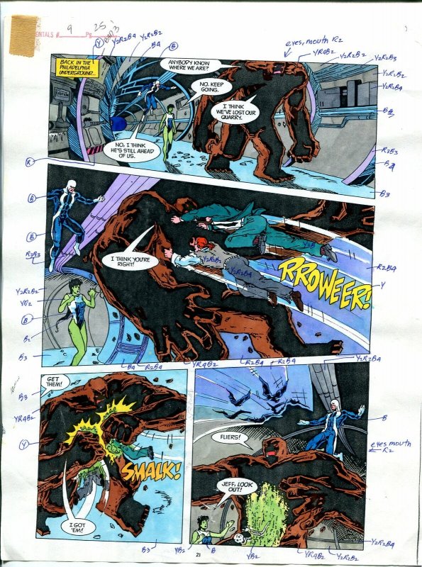 Elementals #9 Page #25 Original Color Guide Ken Feduniewicz