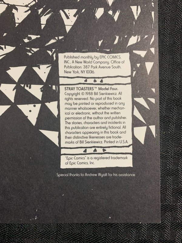 1988 STRAY TOASTERS Model 4 SC VF- 7.5 Epic Comics / Bill Sienkiewicz