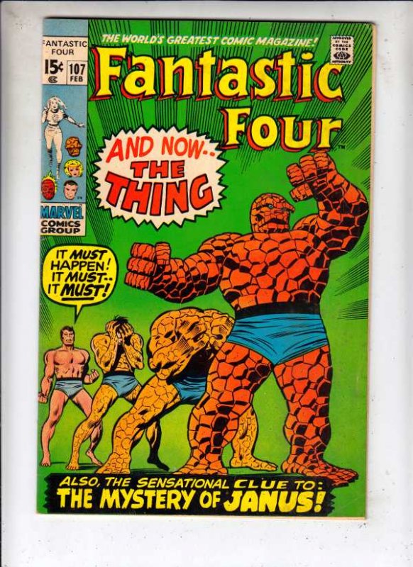 Fantastic Four #107 (Feb-71) FN/VF+ High-Grade Fantastic Four, Mr. Fantastic ...