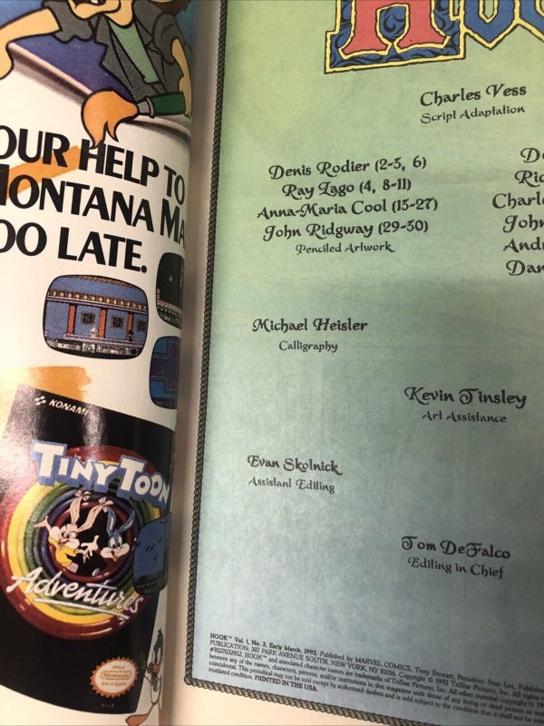 Hook (1992) # 3 (NM) Variant • Tom DeFalco • Signed Charles Vess • Marvel Comics