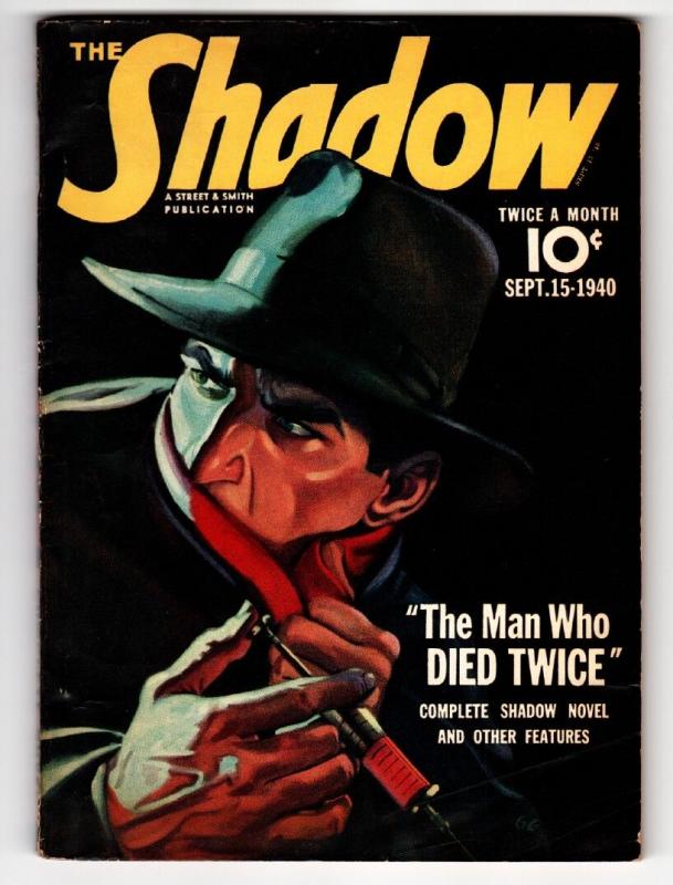 The Shadow Pulp Sep 15 1940- Needle cover- Great cover FN/VF