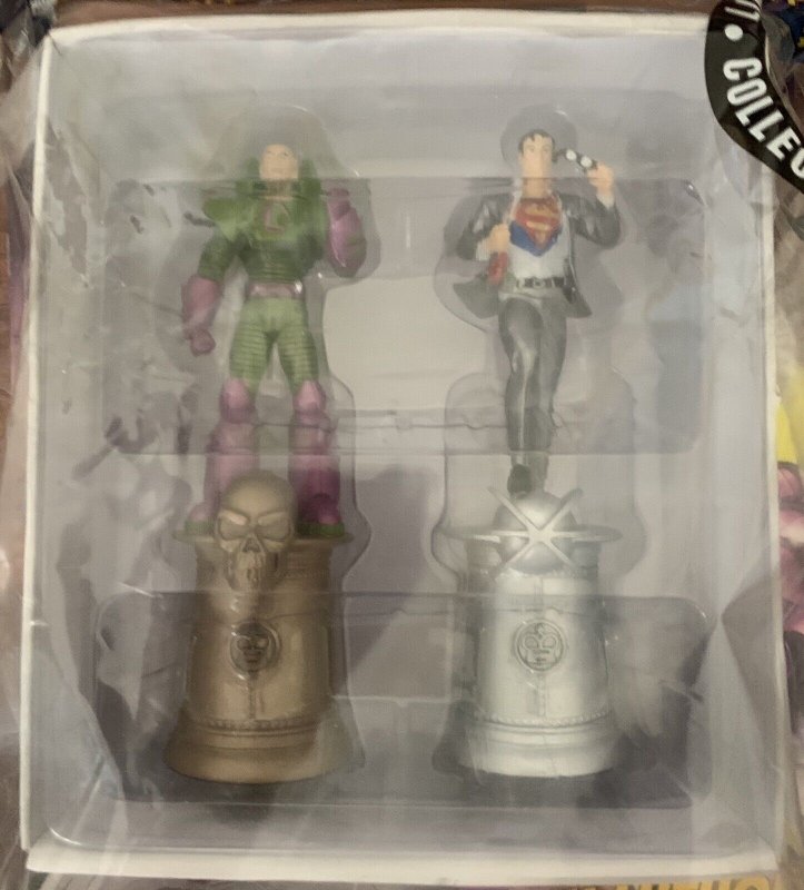 Superman Lex Luthor DC Chess Collection Chess Pieces Hand Painted Metallic Resin 