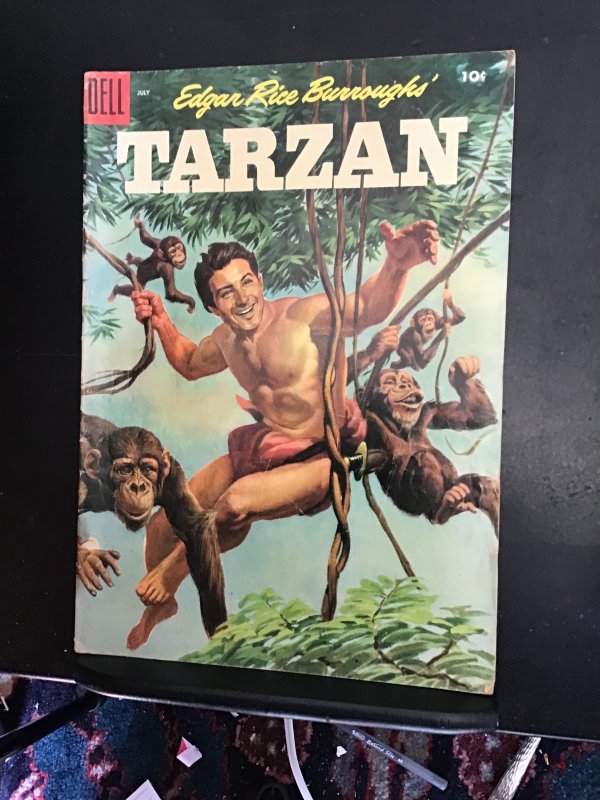 Tarzan #70 (1955) Mid-grade painted cover Tarzan with chimpanzees! VG/FN Wow!