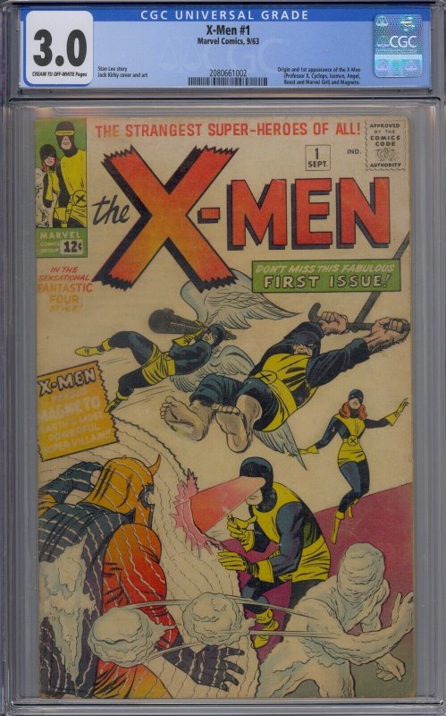 X-MEN #1 CGC 3.0 1ST CYCLOPS BEAST ICEMAN JEAN GREY PROFESSOR X MAGNETO 1002