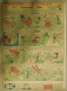 Toonerville Folks by Fontaine Fox from 9/19/1937 Tabloid Size Color Page !