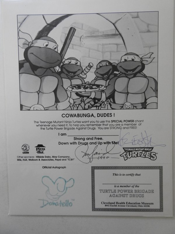 Anti-Drug Promo Signed Donatello Eastman and Laird! RARE Early Promotional Pc.